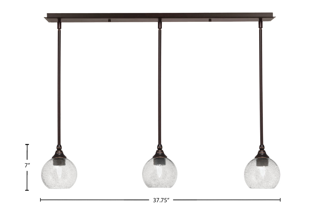 Stem Three Light Linear Pendalier in Dark Granite with Smoke Bubble Shade