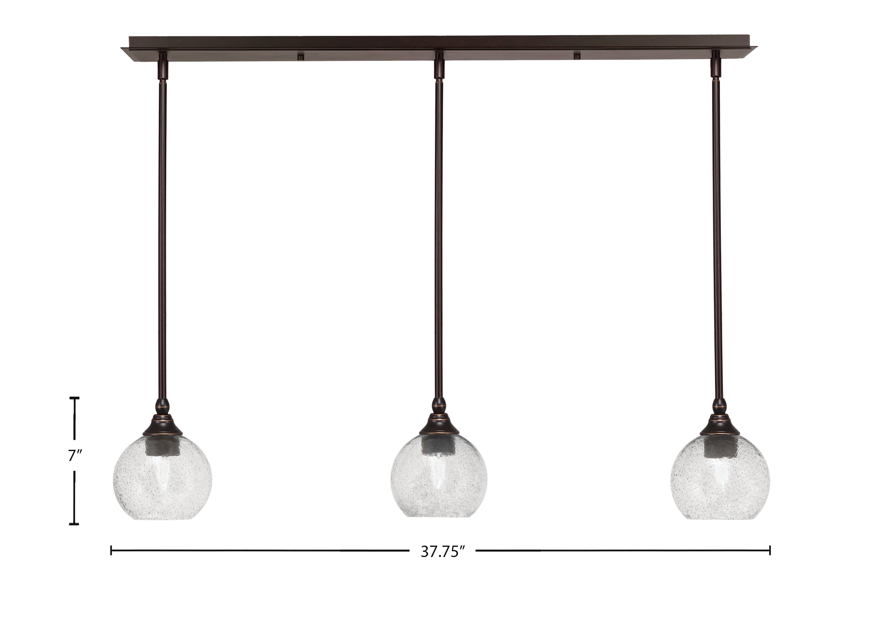 Stem Three Light Linear Pendalier in Dark Granite with Smoke Bubble Shade