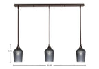 Stem Three Light Linear Pendalier in Dark Granite with Smoke Textured Shade