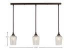 Stem Three Light Linear Pendalier in Dark Granite with Silver Textured Shade