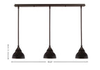 Any Three Light Linear Pendalier in Dark Granite with 7" Dark Granite Double Bubble Metal Shade Shade