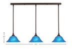 Any Three Light Linear Pendalier in Dark Granite with 10" Blue Italian Shade