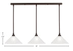 Any Three Light Linear Pendalier in Dark Granite with 12" Italian Bubble Shade