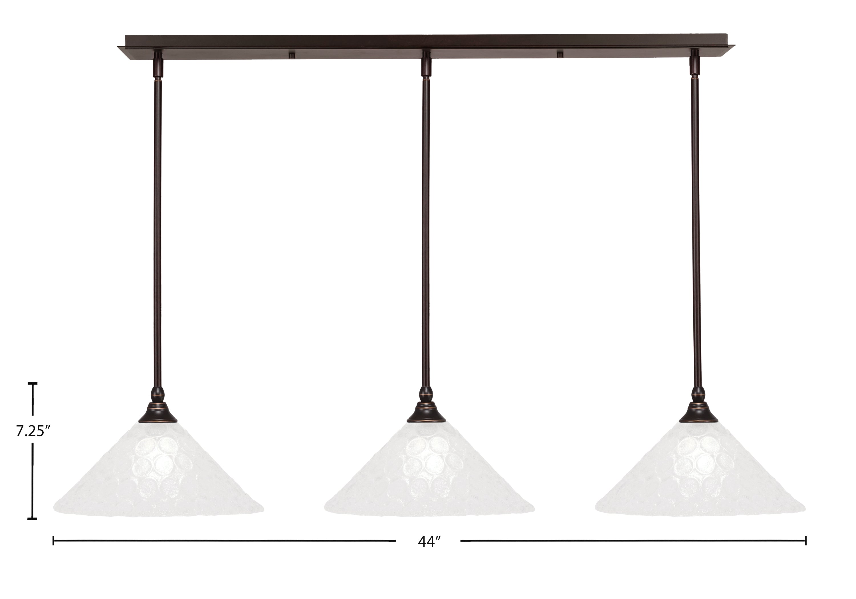 Any Three Light Linear Pendalier in Dark Granite with 12" Italian Bubble Shade