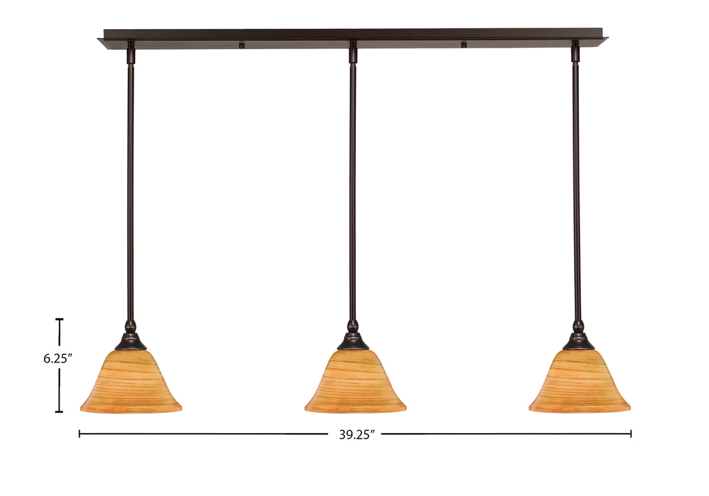 Any Three Light Linear Pendalier in Dark Granite with 7" Firré Saturn Shade