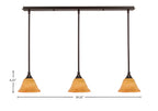 Any Three Light Linear Pendalier in Dark Granite with 7" Firré Saturn Shade