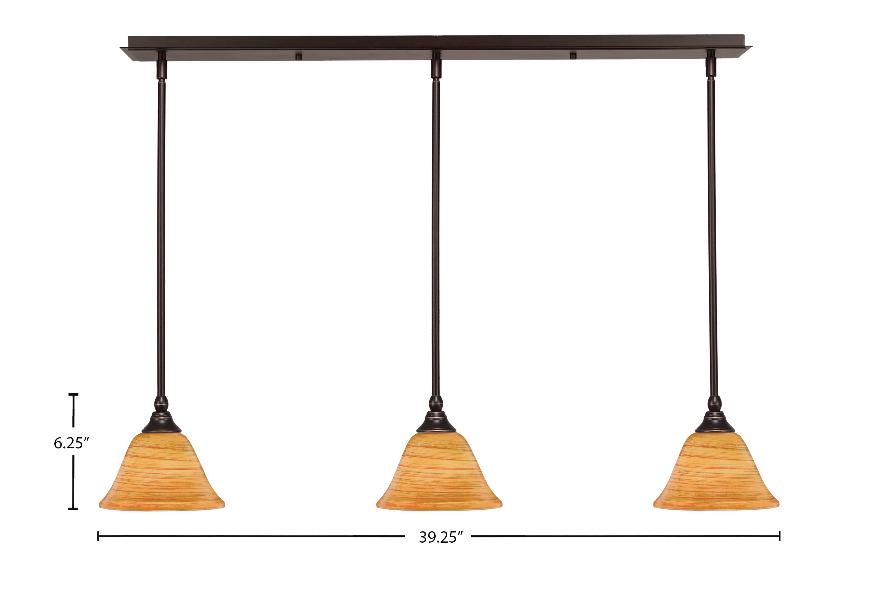 Any Three Light Linear Pendalier in Dark Granite with 7" Firré Saturn Shade