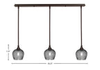 Stem Three Light Linear Pendalier in Dark Granite with Smoke Textured Shade