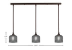 Stem Three Light Linear Pendalier in Dark Granite with Smoke Textured Shade