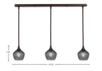 Stem Three Light Linear Pendalier in Dark Granite with Smoke Textured Shade