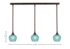Stem Three Light Linear Pendalier in Dark Granite with Turquoise Textured Shade