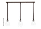 Stem Three Light Linear Pendalier in Dark Granite with Clear Bubble Shade