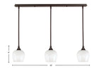 Stem Three Light Linear Pendalier in Dark Granite with White Marble Shade