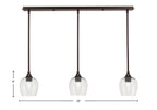 Stem Three Light Linear Pendalier in Dark Granite with Smoke Bubble Shade