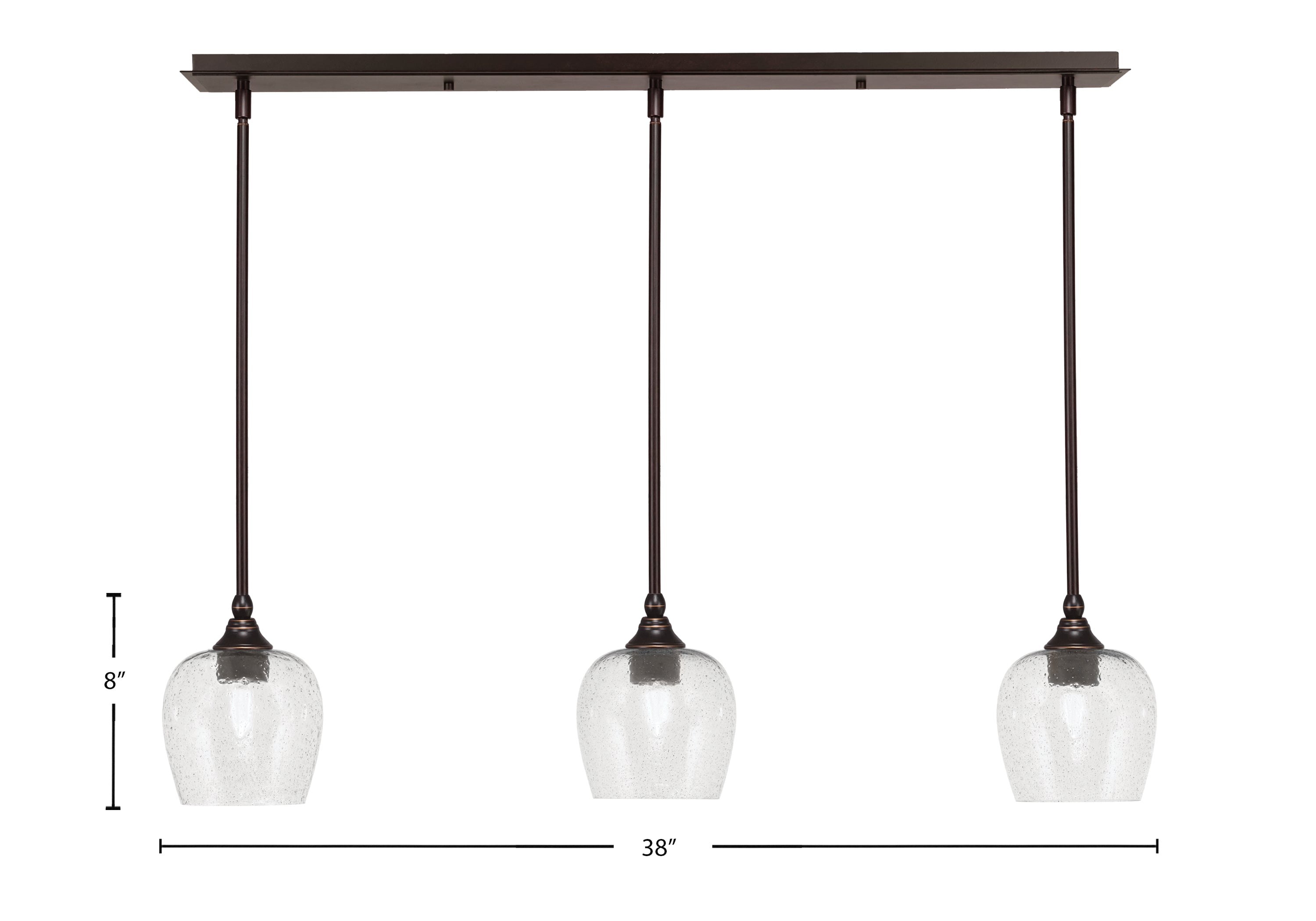 Stem Three Light Linear Pendalier in Dark Granite with Smoke Bubble Shade
