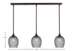 Stem Three Light Linear Pendalier in Dark Granite with Smoke Textured Shade
