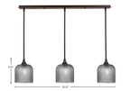 Stem Three Light Linear Pendalier in Dark Granite with Smoke Textured Shade