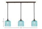 Stem Three Light Linear Pendalier in Dark Granite with Turquoise Textured Shade