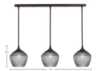 Stem Three Light Linear Pendalier in Dark Granite with Smoke Textured Shade