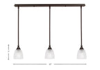 Stem Three Light Linear Pendalier in Dark Granite with Clear Ribbed Shade