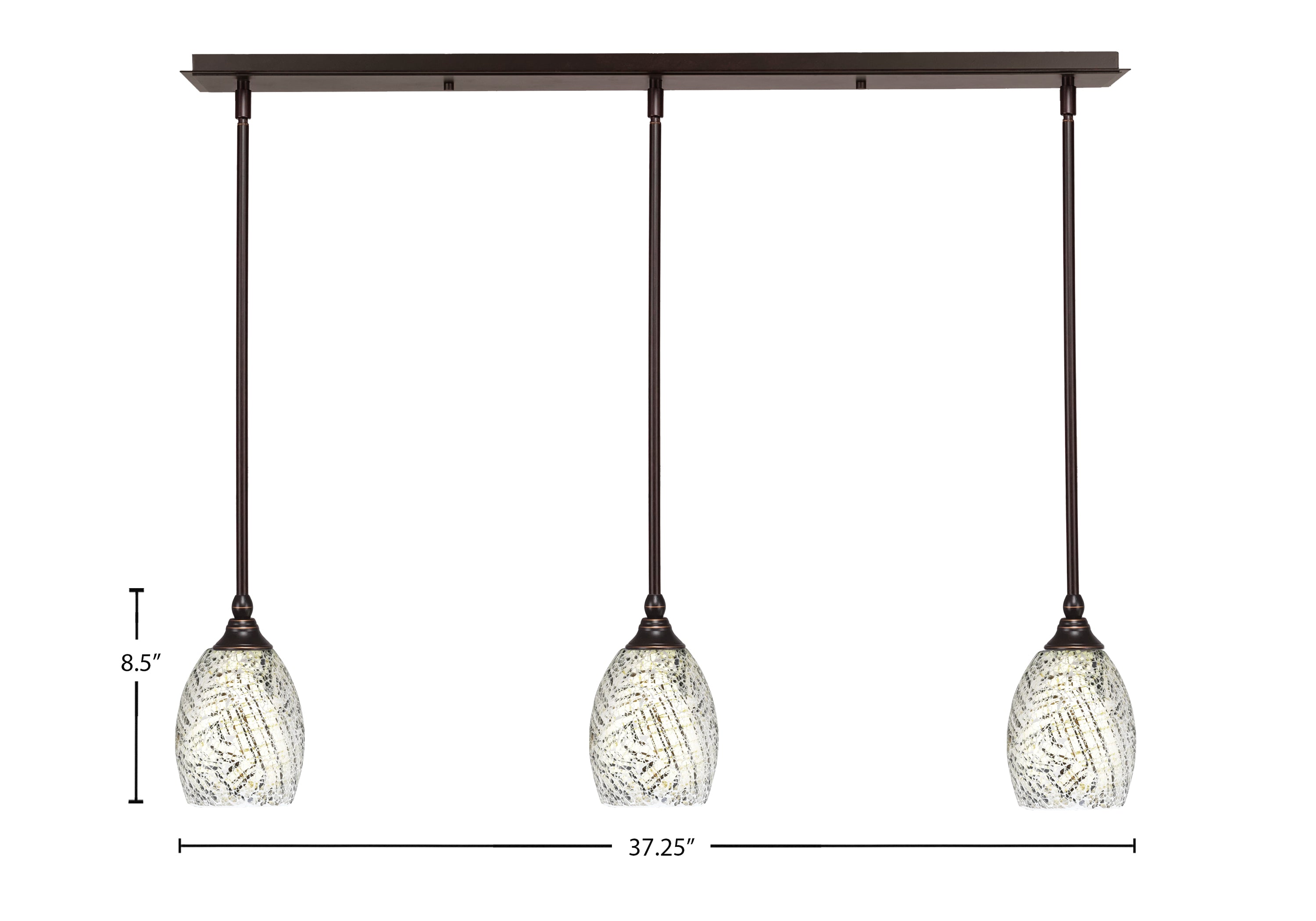 Any Three Light Linear Pendalier in Dark Granite with 5" Natural Fusion Shade