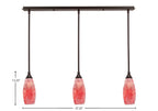 Any Three Light Linear Pendalier in Dark Granite with 5.5" Red Fusion Shade