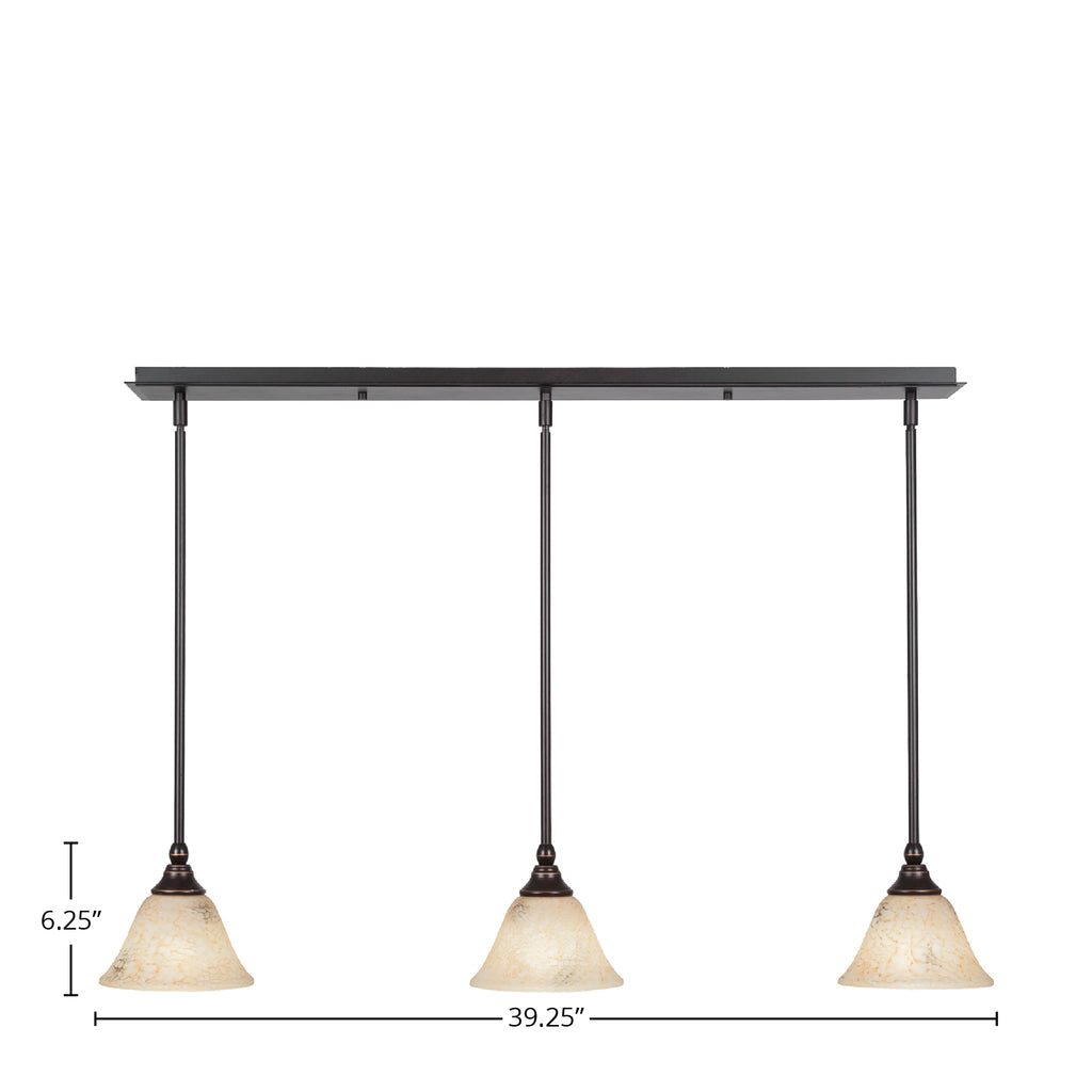 Any Three Light Linear Pendalier in Dark Granite with 7" Italian Marble Shade