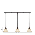 Any Three Light Linear Pendalier in Dark Granite with 7" Italian Marble Shade