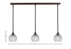 Stem Three Light Linear Pendalier in Dark Granite with Clear Ribbed Shade