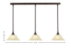 Any Three Light Linear Pendalier in Dark Granite with 10" Amber Marble Shade