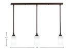 Stem Three Light Linear Pendalier in Dark Granite with Square White Marble Shade
