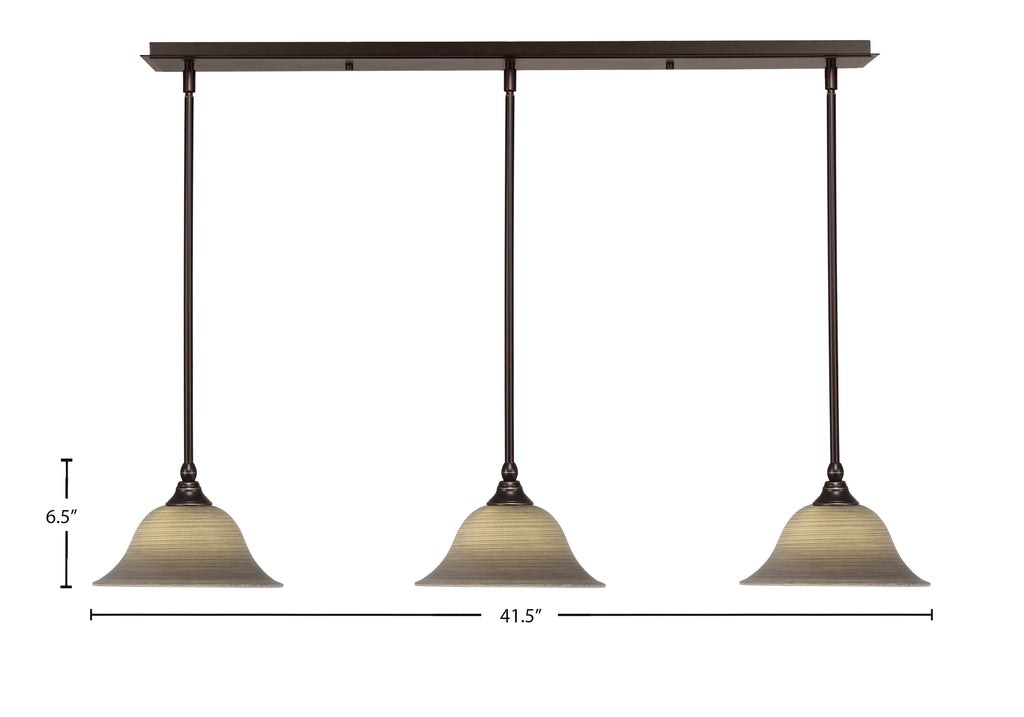 Any Three Light Linear Pendalier in Dark Granite with 10" Gray Linen Shade