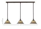 Any Three Light Linear Pendalier in Dark Granite with 10" Gray Linen Shade