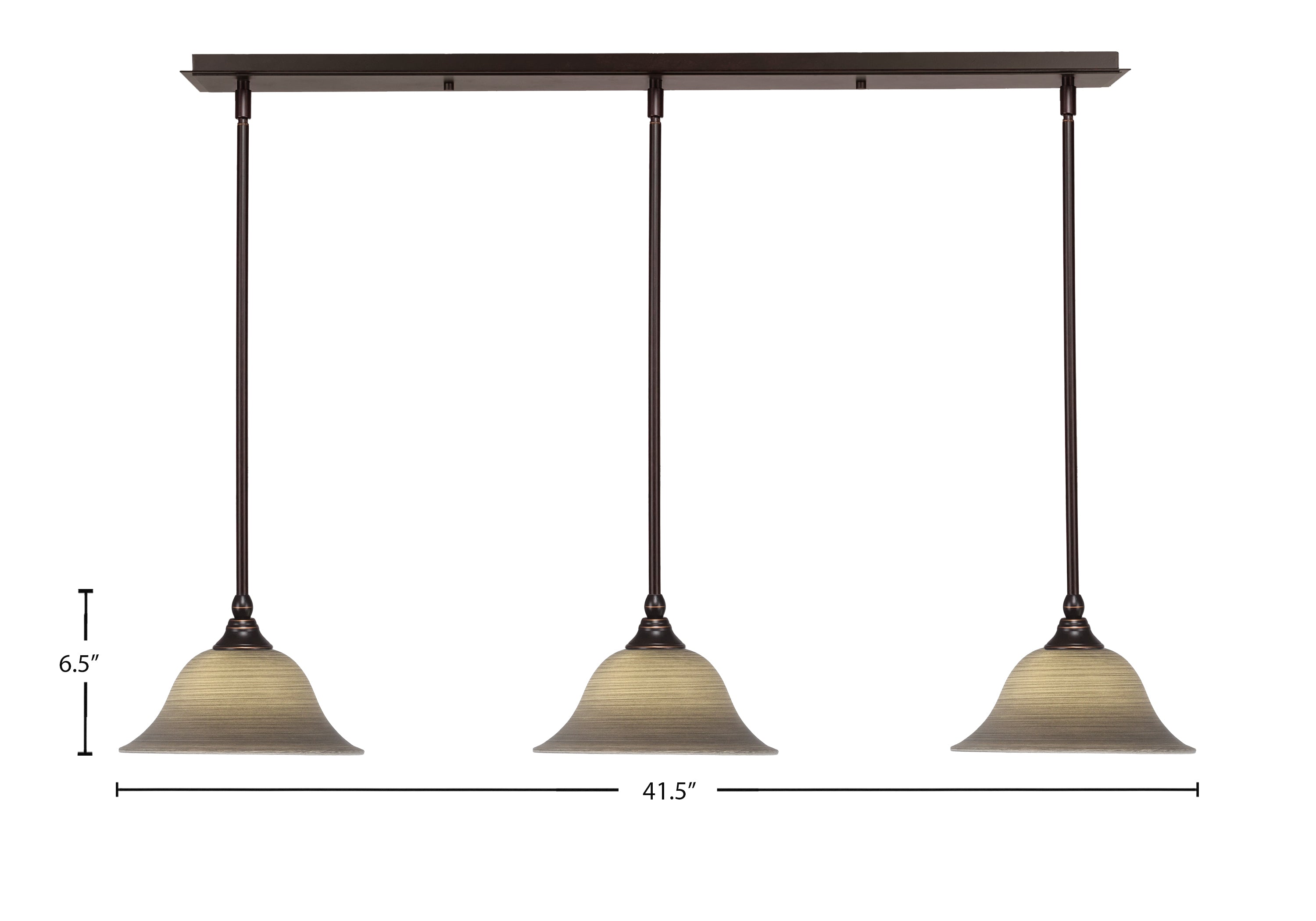Any Three Light Linear Pendalier in Dark Granite with 10" Gray Linen Shade