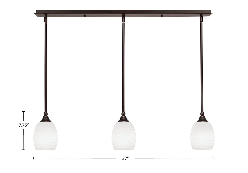Any Three Light Linear Pendalier in Dark Granite with 5" White Linen Shade