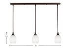 Any Three Light Linear Pendalier in Dark Granite with 5" White Linen Shade