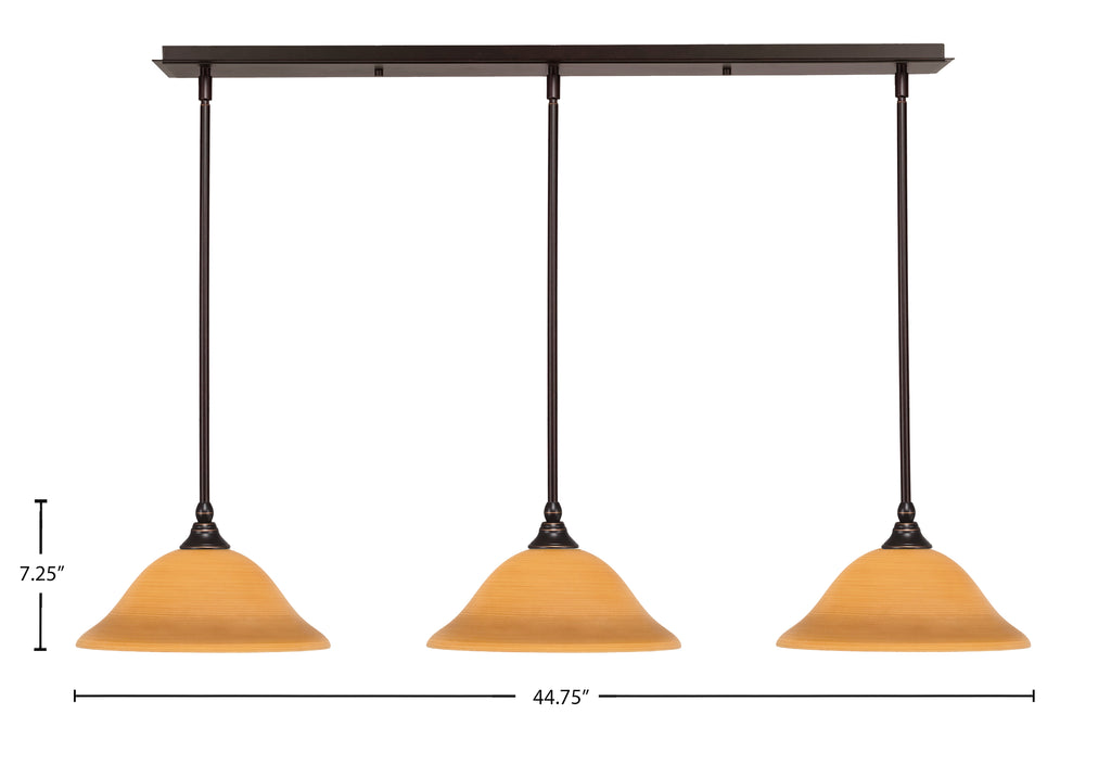 Any Three Light Linear Pendalier in Dark Granite with 12" Cayenne Linen Shade