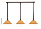 Any Three Light Linear Pendalier in Dark Granite with 12" Cayenne Linen Shade