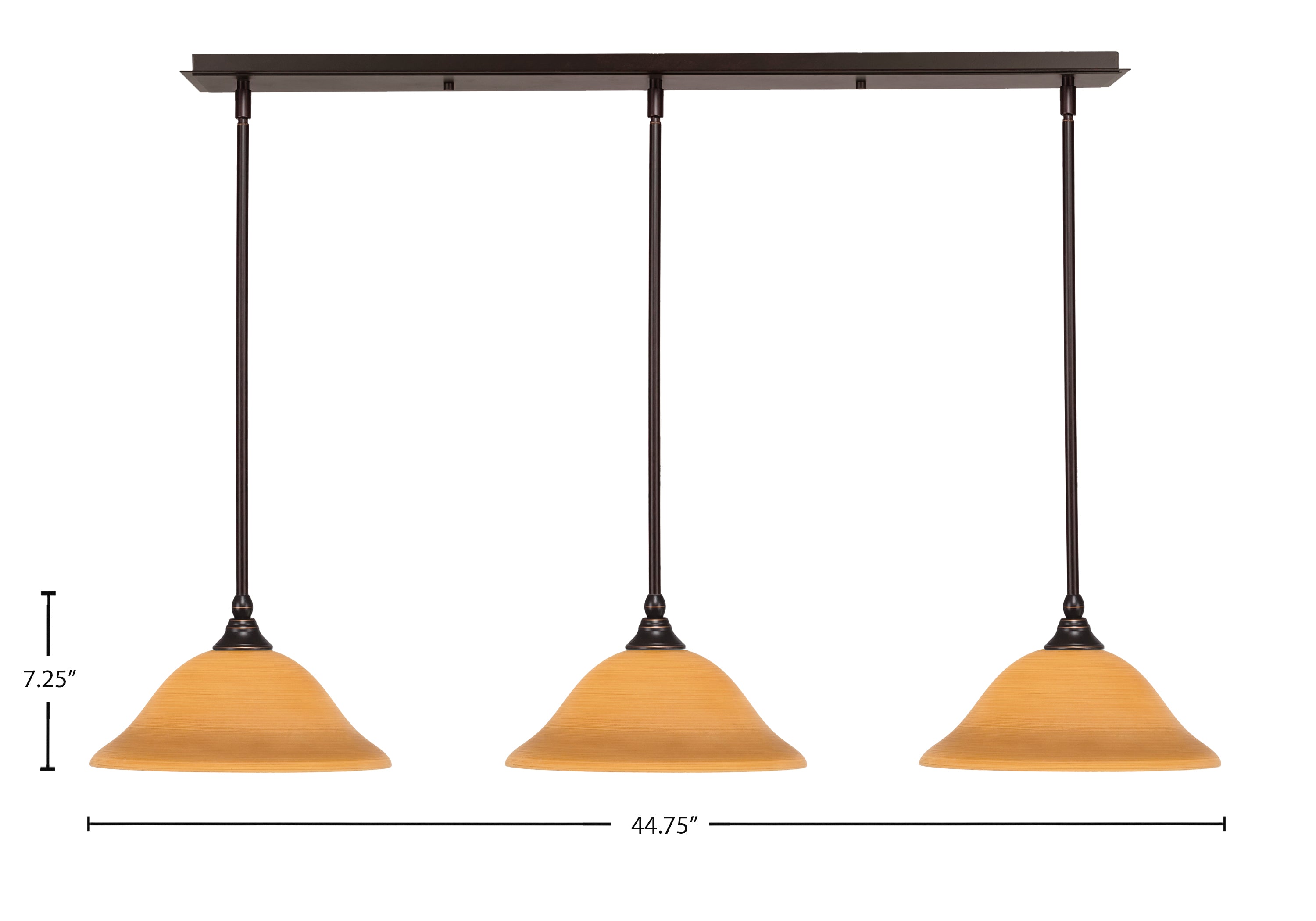 Any Three Light Linear Pendalier in Dark Granite with 12" Cayenne Linen Shade