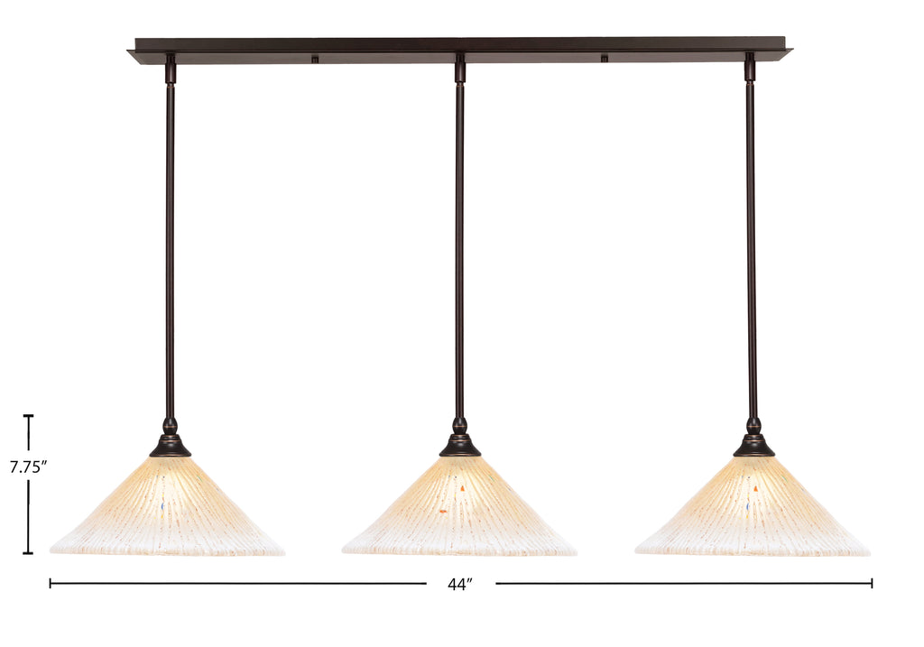 Any Three Light Multi Light Mini Pendant in Dark Granite with 12" Amber Crystal Shade