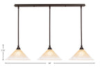 Any Three Light Multi Light Mini Pendant in Dark Granite with 12" Amber Crystal Shade