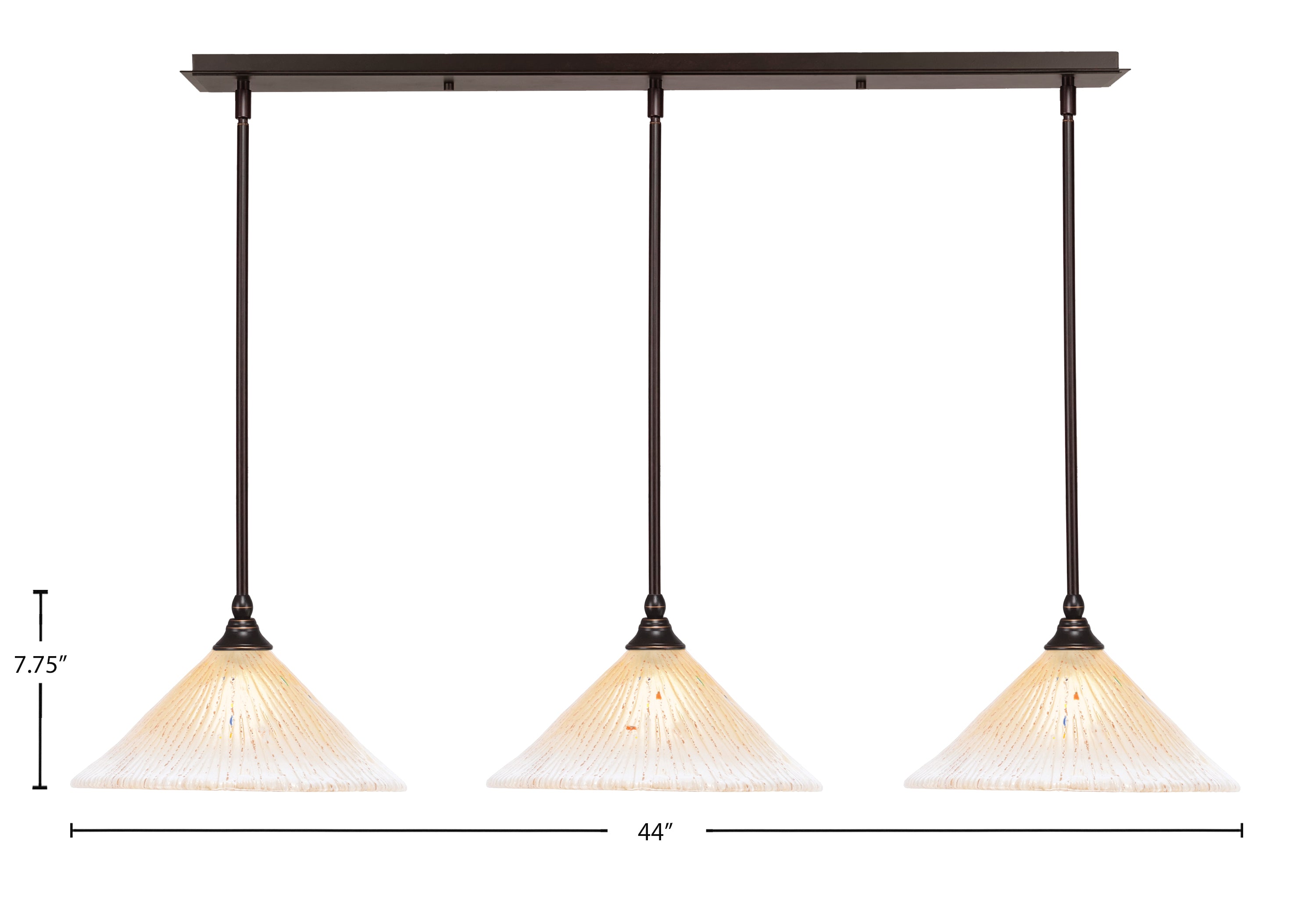 Any Three Light Multi Light Mini Pendant in Dark Granite with 12" Amber Crystal Shade