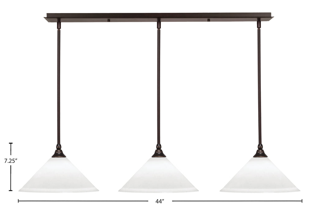 Any Three Light Linear Pendalier in Dark Granite with 12" Frosted Crystal Shade