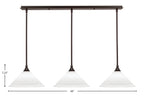 Any Three Light Linear Pendalier in Dark Granite with 12" Frosted Crystal Shade