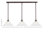 Any Three Light Linear Pendalier in Dark Granite with 12" Gold Ice Shade