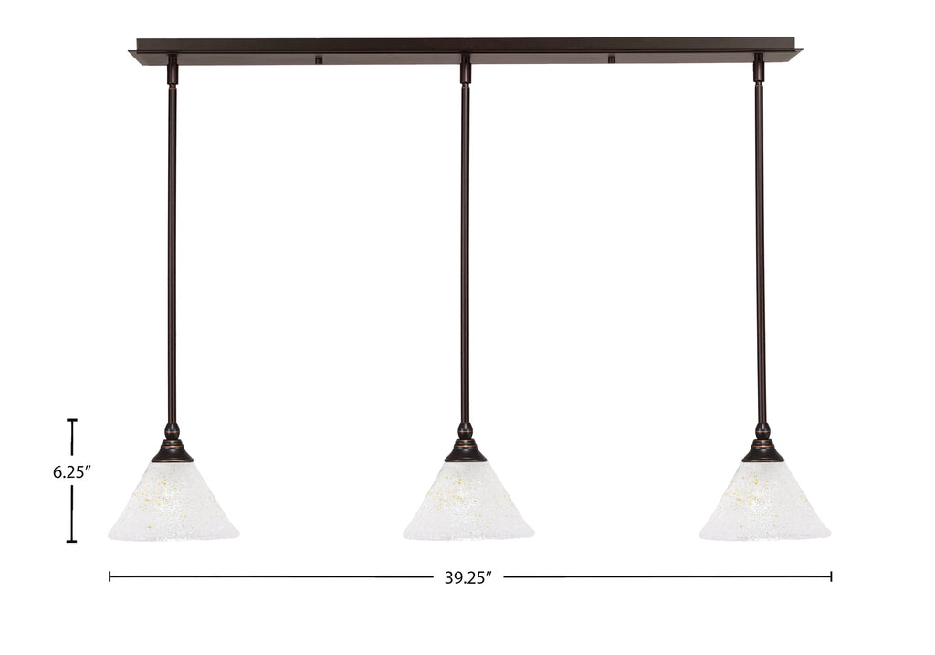 Any Three Light Linear Pendalier in Dark Granite with 7" Gold Ice Shade