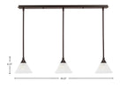 Any Three Light Linear Pendalier in Dark Granite with 7" Gold Ice Shade