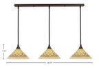Any Three Light Linear Pendalier in Dark Granite with 12" Chocolate Icing Shade