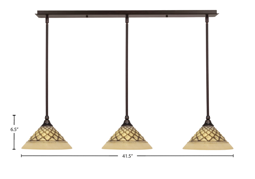 Any Three Light Linear Pendalier in Dark Granite with 10" Chocolate Icing Shade