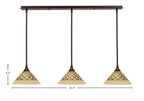 Any Three Light Linear Pendalier in Dark Granite with 10" Chocolate Icing Shade